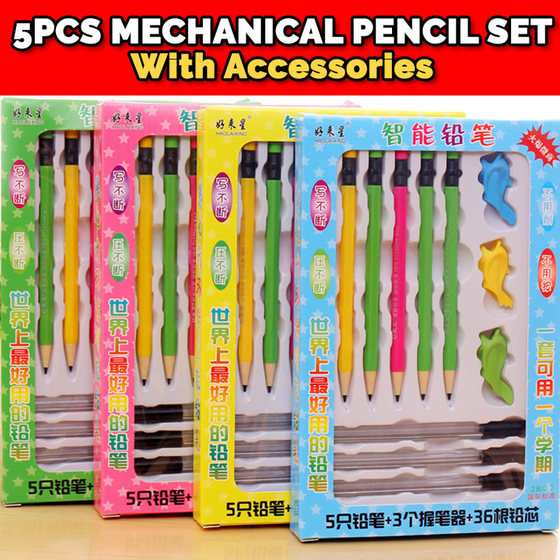 idrop Mechanical Pencil Set [ 5pcs 0.7mm / 3pcs Gripper / 36pcs Pencil Lead ]