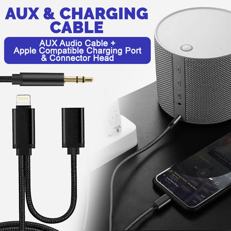 idrop iP 3.5mm Aux Audio Cable & Charging Cable  [ Apple Compatible Charging Port & Connector ]