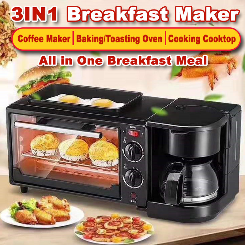 idrop 3 IN 1 Multifunctional Breakfast Maker Cooker Baking Oven & Coffee Maker
