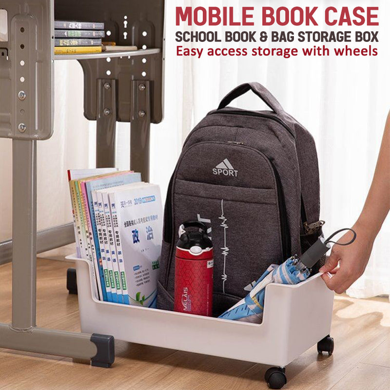 idrop Portable Movable School Book & Bag Storage Box / Kotak Mudah Alih Penyimpanan Buku Sekolah & Beg / 书包书本收纳箱带轮子小号(塑料)