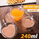 idrop [ 240ml ] Love Heart Inner Shape Glass Cup Double Insulated Layer / Gelas Minuman 2 Lapis Bentuk Hati / 240ML大号心形双层玻璃杯