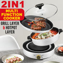 idrop 2 IN 1 Multifunction Electric Cooking Nonstick  Grill Hotpot Cooker [ 30cm ][ 5 Liter ]