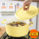 idrop [ 24CM ] Enamel Ceramic Saucepan Pot with Alloy Layer & Composite Bottom / Periuk Seramik Enamel / 24CM珐琅炖锅
