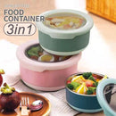 idrop [ 3 IN 1 ] Round Portable Food Storage Container Stainless Steel Lunchbox / Bekas Makanan Mudah Alih / 圆形硅胶盖保鲜盒(特得美 )