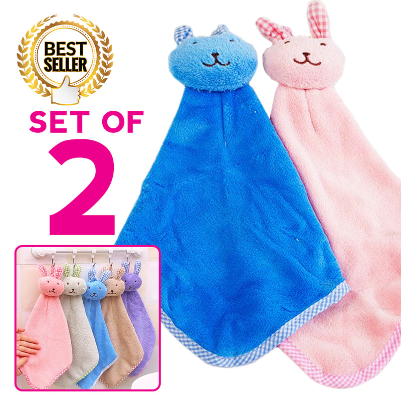 idrop BUNNY RABBIT Children Hand Towel Napkin Handkerchief [ SET OF 2 ]
