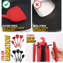 idrop [ 5PCS ] Kitchen Silicone Cooking Utensil Set / Set Dapur Alat Memasak / 硅胶厨具5件套(红黑混 )