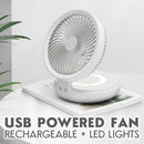 idrop 2 IN 1 Foldable Portable USB Rechargeable Fan with LED Lights