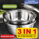 idrop [ 3 IN 1 ] 28CM Multifunction Kitchen Washing Rinsing Slicing Grating Bowl Set