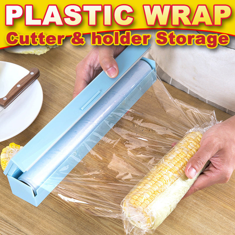 idrop Plastic Wrap Roll Storage Cutter Box Container