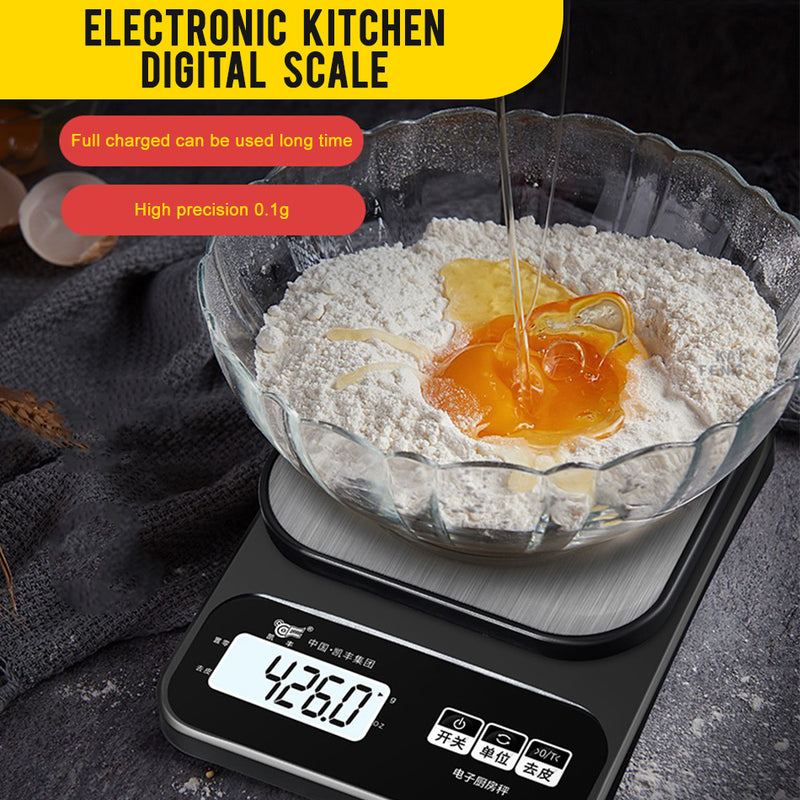 idrop USB Rechargeable Digital Weighing Electronic Kitchen Scale / Mesin Timbang Dapur Elektronik / 充电秤(秤盘不锈钢拉丝 的) [ 3000G / 0.1G ]