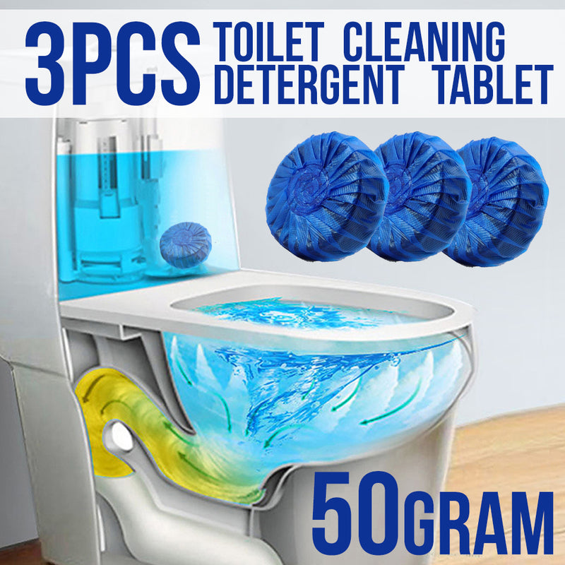 idrop [ 3pcs ] Toilet Bowl Anti bacterial Cleaning Detergent Tablet / Pembersih & Pembunuh Kuman Pencuci Jamban / 3个装蓝泡泡 [ 50g ]