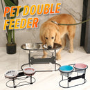 idrop Elevated Steel Double Feeder For Pet Cat & Dog / Tempat Makan Haiwan Peliharaan Kucing & Anjing Dua Dalam Satu / 高架钢制双喂食器，适用于宠物猫狗