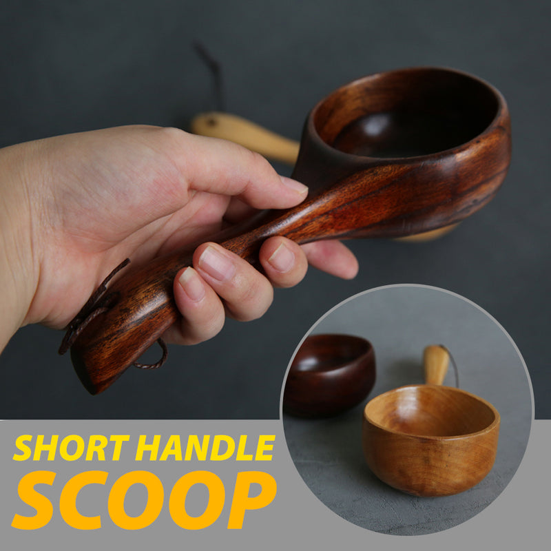 idrop [ 120ml ] Natural Wood Short Handle Scoop / Sudu Senduk Kayu Pemegang Pendek / 120ML长天然榉木短柄瓢