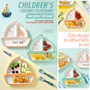 idrop Childrens Sail Boat Shape Ceramic Plate / Pinggan Makan Seramik Kanak Kanak Bentuk Kapal / 陶瓷帆船儿童餐盘