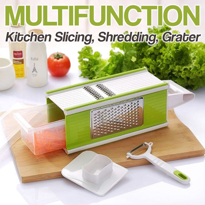 idrop Multifunction Kitchen 4 Sided Shredder Slicer Grater Box with Storage