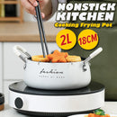 idrop [ 2L ] 18CM Kitchen Tempura Frying Cooking Pot / Kuali Goreng & Memasak / 白色字母双耳油炸锅(双耳汤锅)