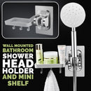 idrop Bathroom Wall Mounted Shower Head Holder Bracket & Toiletry Mini Shelf