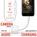 idrop 3.5mm Headphone & Jack Camera Adapter with Charging Port Compatible with Apple Device