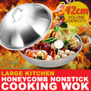 idrop [ 42CM ] Full Flower Nonstick Honey Comb Wok SUS304 Stainless Steel / Kuali Memasak Keluli Tidak Lekat / 不粘蜂窝炒锅 SUS304 不锈钢