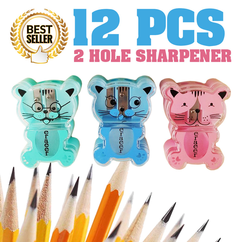 idrop DAIMARSE [ 12pcs ] - 2 Hole Cat Pencil Sharpener DMS-086