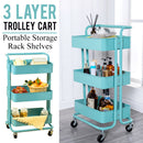idrop 3 Layer Steel Rack Shelf Storage Trolley Cart