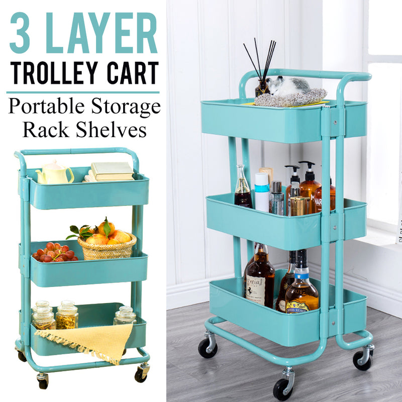 idrop 3 Layer Steel Rack Shelf Storage Trolley Cart