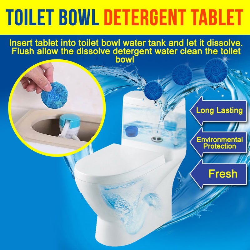 idrop [ 3pcs ] Toilet Bowl Anti bacterial Cleaning Detergent Tablet / Pembersih & Pembunuh Kuman Pencuci Jamban / 3个装蓝泡泡 [ 50g ]