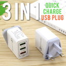 idrop 3 IN 1 Quick Charge 3.0 USB Charging 3-Port Plug ( 1pc )
