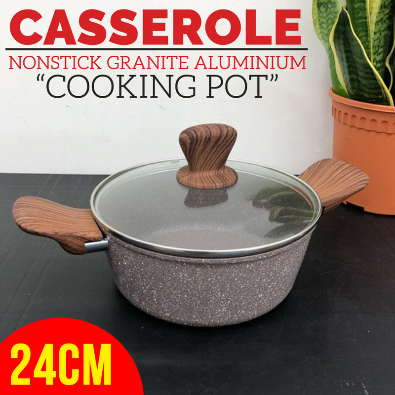 idrop 24CM Casserole Granite Aluminium Nonstick Cooking Cookware Pot