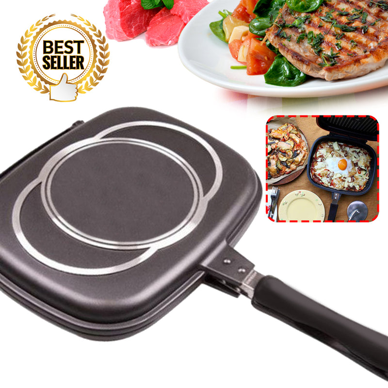 idrop 36CM DOUBLE SIDED FRYING PAN - Kitchen Cooking Pressure Grill Cookware