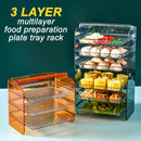 idrop [ 3 LAYER ] Multilayer Transparent Food Preparation Plate Rack / Rak Bertingkat Penyediaan Makanan / 多功能可叠加配菜盘