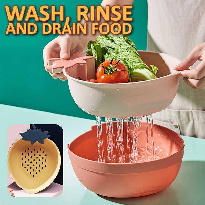 idrop Strawberry Shape Wash Draining Bowl Basket / Mangkuk Basuh Bentuk Strawberi / 草莓塑料沥水篮