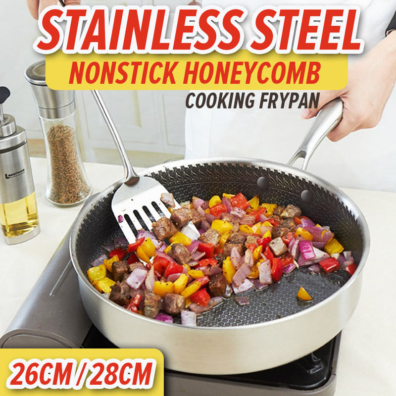 idrop [ 26cm / 28cm ] SUS304 Stainless Steel Nonstick Honeycomb Seven Layer Frypot Cooking Frying  Pan