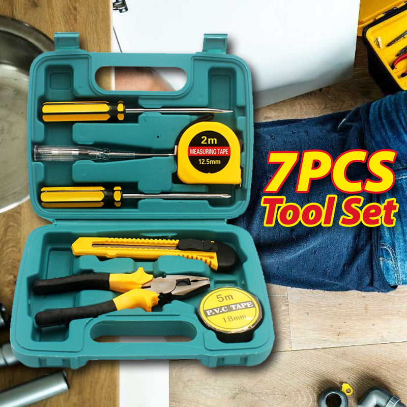 idrop [ 7PCS ] Tool Equipment Set / Set Alat / 7件套组合工具(卷尺+钳+刀片 +开刀+电笔+电工胶)(KS)