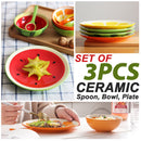 idrop [ 3PCS Set ] Ceramic Fruit Design Tableware Bowl Plate Spoon / Set Mangkuk Pinggan dan Sudu Seramik / 陶瓷套装 陶瓷水果三件套(5"碗,8"盘,1勺 子)