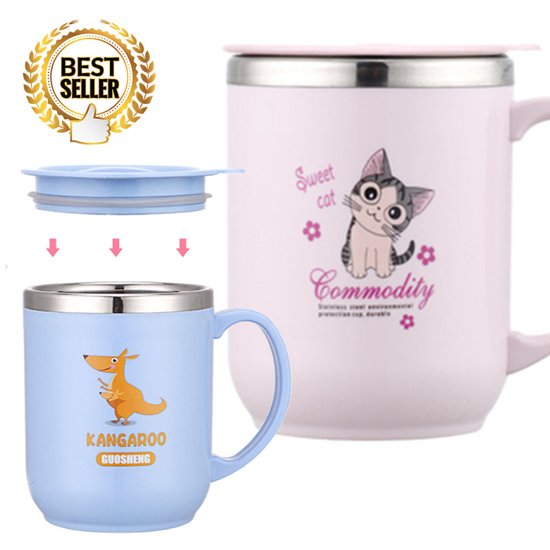 idrop 350ML Thermos Stainless Steel Cup Cartoon Illustration