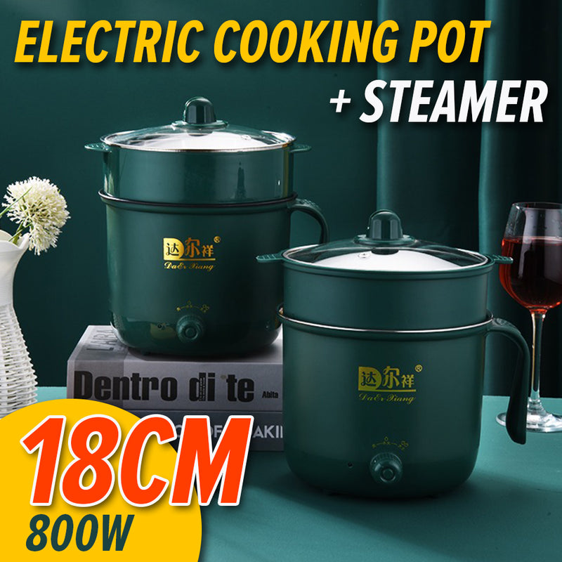 idrop [ 18CM ] 1.5 Liter Double Layer Electric Cooking Pot & Steamer 800W / Periuk Memasak dan Stim Elektrik / 18CM双层旋钮电煮锅(防烫格 )(800W)