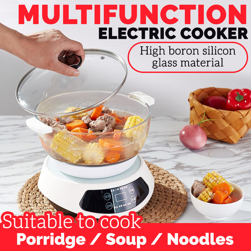 idrop [ 2.4L ] 1200W Multifunction Glass Hot Pot Electric Cooker Cooking Pot