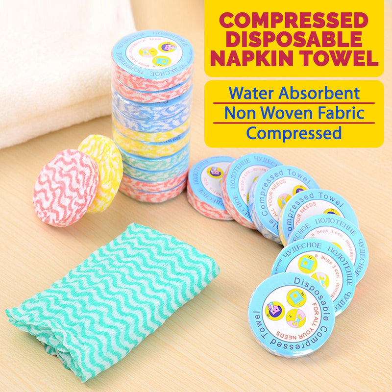 idrop [ 1pc / 10pcs ] Compressed Cleaning Water Absorbent Napkin Towel Disposable Non Woven Fabric [ 45cm x 23cm ]