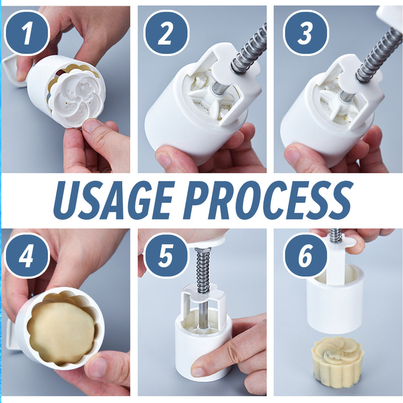 idrop Hand Press Moon Cake Mold [ 6pcs Cartoon Design ]