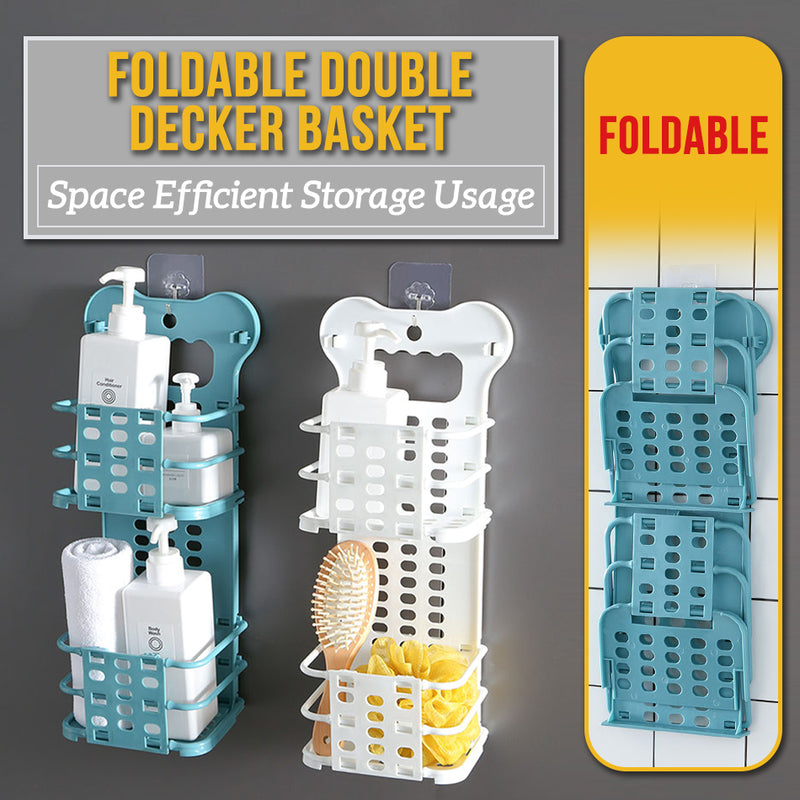 idrop [ 2 LAYER ] Double Decker Foldable Wall Mounted Basket Storage Rack