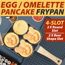 idrop [ 4 SLOT ] 4 IN 1 Egg Omelette Burger & Pancake Frying Pan / Kuali Masak Telur dan Burger / 电磁炉燃气两用4格鸡蛋煎盘 (2圆形2小熊)