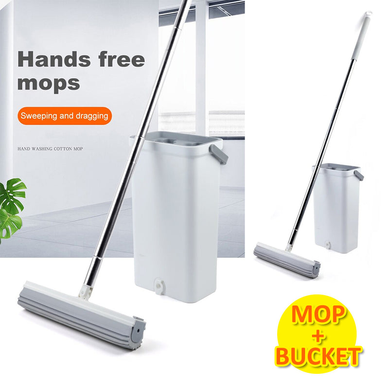 idrop Hands Free Wash Glue Cotton Mop / Mop lantai Mudah Alih / 免手压海棉托把(精装)