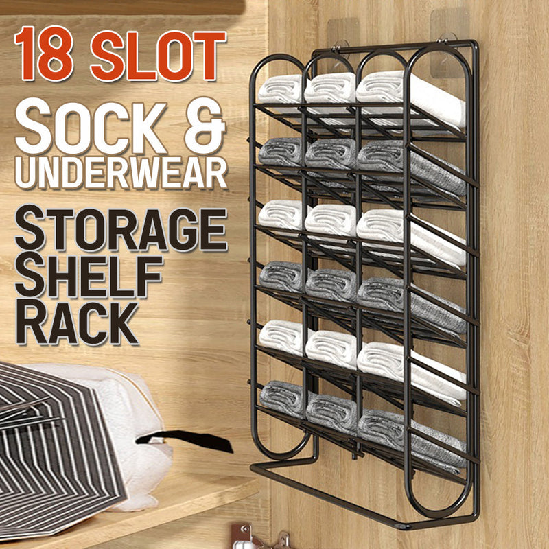 idrop [ 18 Grid ] Sock & Underwear Storage Rack / Rak Penyimpanan Stokin & Seluar Dalam / 18格袜子架(袜 子收纳架)(铁艺壁挂篮 )