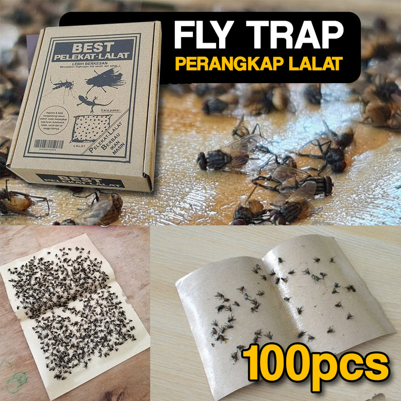 idrop [ 100PCS / BOX ] BEST Sticky Fly Trap / Perangkap Pelekat Lalat / 苍蝇贴纸(100P/BOX)