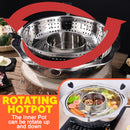 idrop [ 34CM ] Stainless Steel Rotating Hot Pot Steamboat Basin Bowl