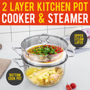 idrop 2 Layer Stainless Steel Kitchen Cooking & Steaming Cookware Pot [ 16cm / 18cm / 20cm ]