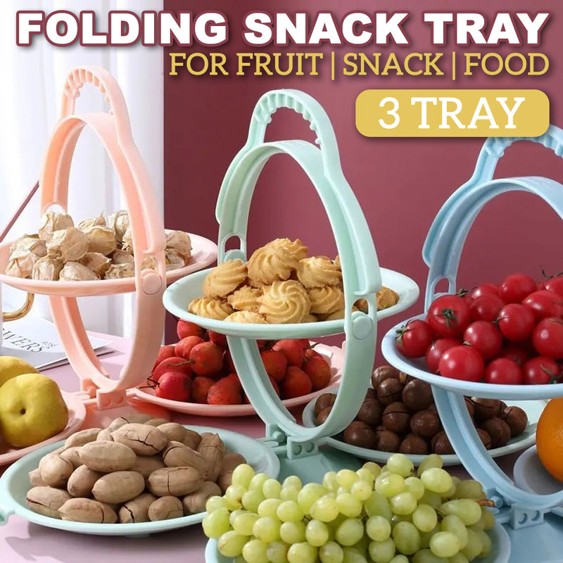 idrop 3 LAYER Portable Food Fruit & Snack Foldable Portable Dish Tray