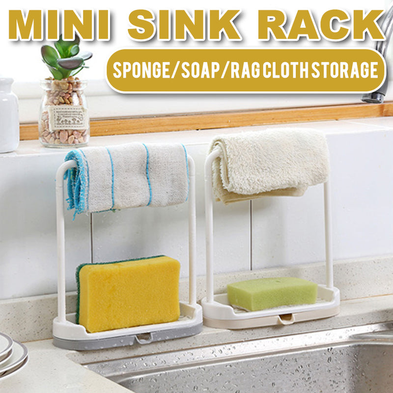 idrop Kitchen Sink Countertop Sponge Soap & Rag Cloth Mini Drainage Storage Rack