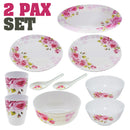 idrop Rose Pattern Melamine Kitchen Dining Tableware Set 1 [ 10 Pcs / 20 Pcs ]
